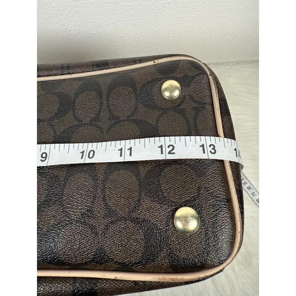 Coach Signature Peyton Double Zip Carryall Tote Shoulder Bag Purse Brown F26187